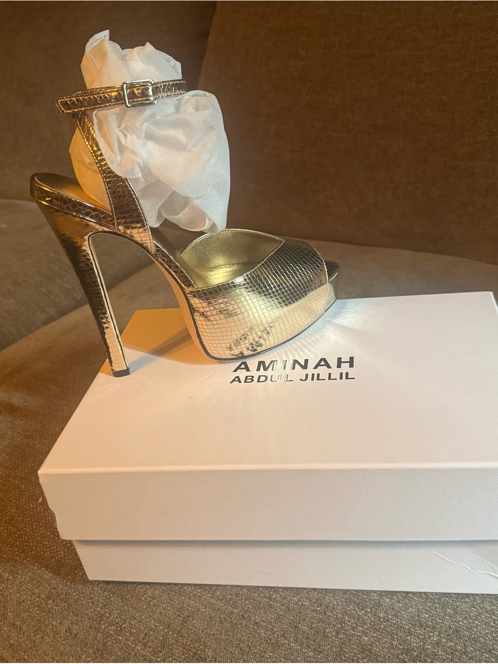 Gold High Heel Platform Sandals